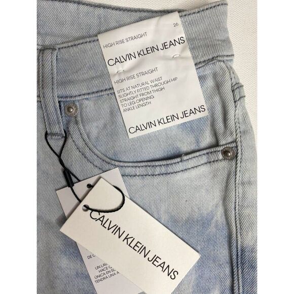 Calvin Klein Bleached Ankle Jeans Women's 26 High Rise‎ Straight Stretch NEW - Picture 7 of 10